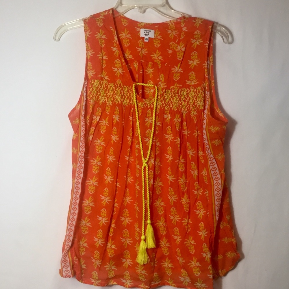 [Crown & Ivy] tank top pineapple tassel cute PXL